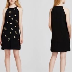 Victoria Beckham For Target Black Shift Bug Dress Halter Neckline